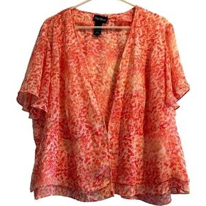 Maggie Barnes Sheer Summer Professional Over Jacket. Womens 22W Pink & Orange